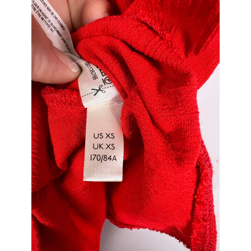 Women's Free People Red Ribbed V-Neck Bodysuit XS Festival Layering Henley